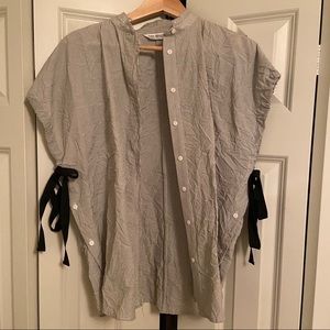 Button up Zara top with bow details